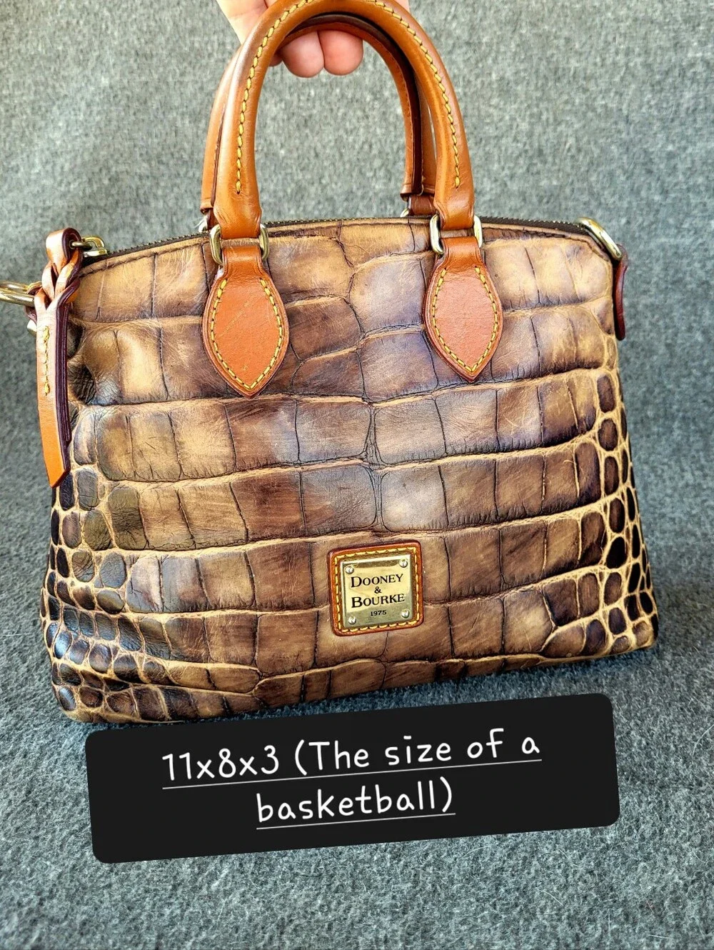 Y2K Dooney & Bourke Brown Croc Embossed Real Leather Satchel Handbag